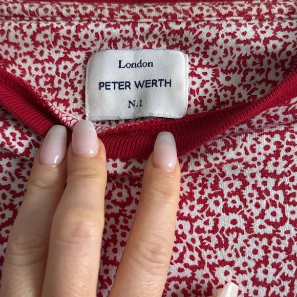 Peter Werth | Red & White Flower Tee | size S/M - Picture 3 of 5